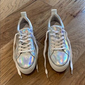J Slides Iridescent platform sneaker